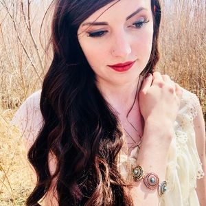 Santa Fe Turquoise Copper Silver Gold  Bracelet